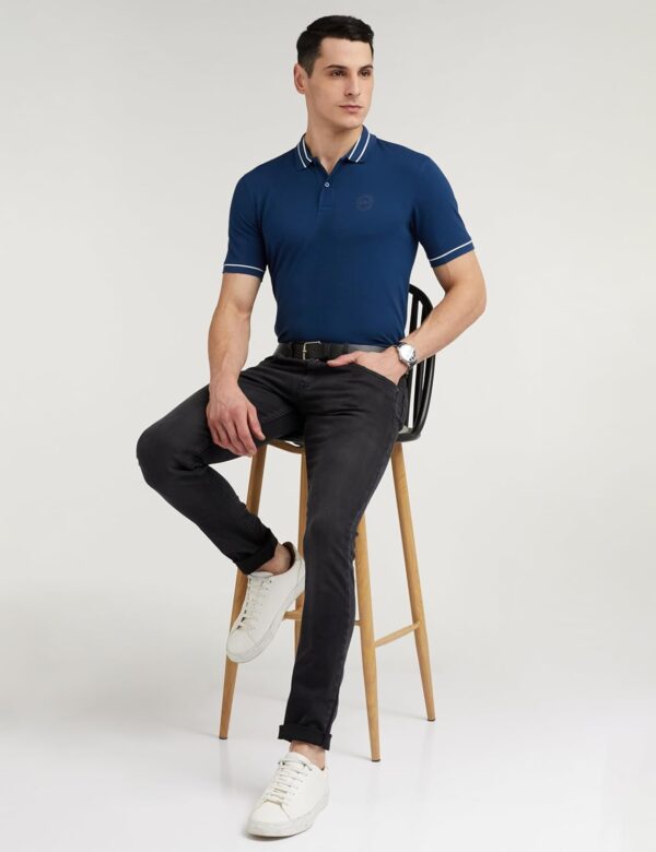 Peter England Men's Regular Fit Insignia Half Sleeve Polo T-Shirt | Cotton Rich | Premium Pique Weave - Image 3