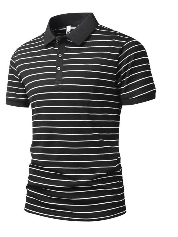 TAGDO Men's Striped Polo in Black & White Vertical (2036) - Image 2