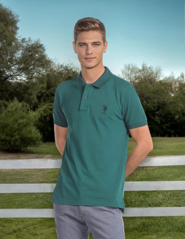 U.S. POLO ASSN. Men's Ribbed Collar Pure Cotton Slim Fit Polo Shirt - Image 2