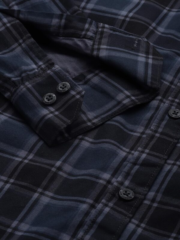 Majestic Man Men Small Checkered Slim Fit Cotton Casual Shirt - Image 3