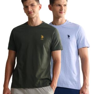 U.S. POLO ASSN. Men's Cotton Regular Fit Crew Neck Embroidered Logo I633 Lounge T-Shirt - Pack of 2