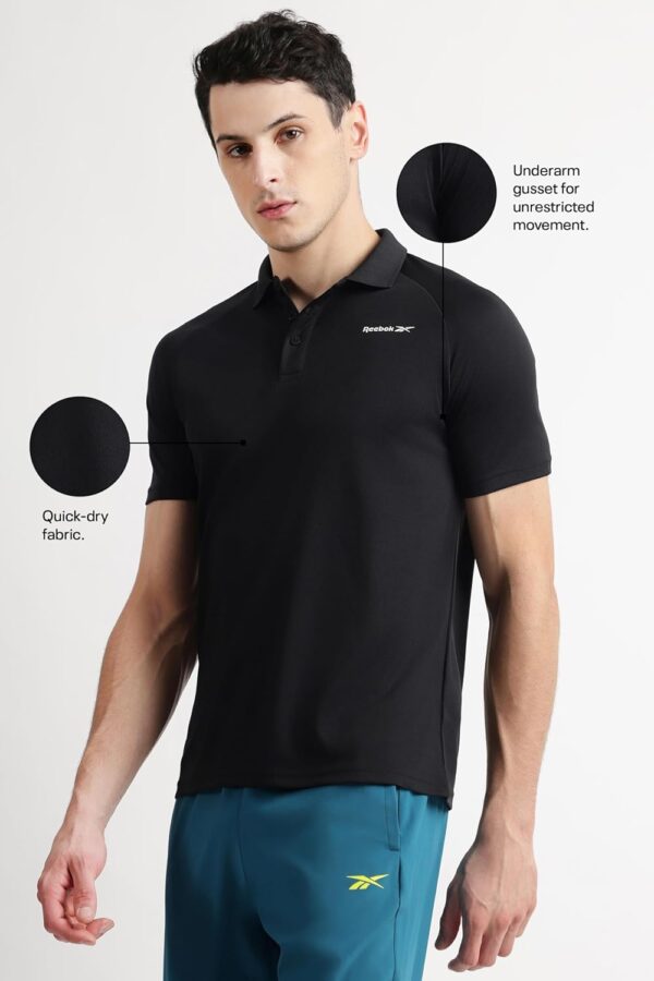 Reebok Men's Workout Raglan Polo Shirt - Performance Polo for Training & Casual Wear - Image 2
