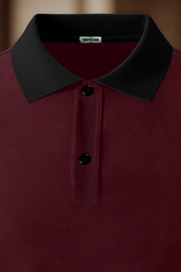 Veirdo® Pure Cotton Half Sleeves Regular Fit Plain Solid Classic Polo Collar T-Shirt for Men & Boys (Color Options- Black, Maroon & Olive) - Image 2