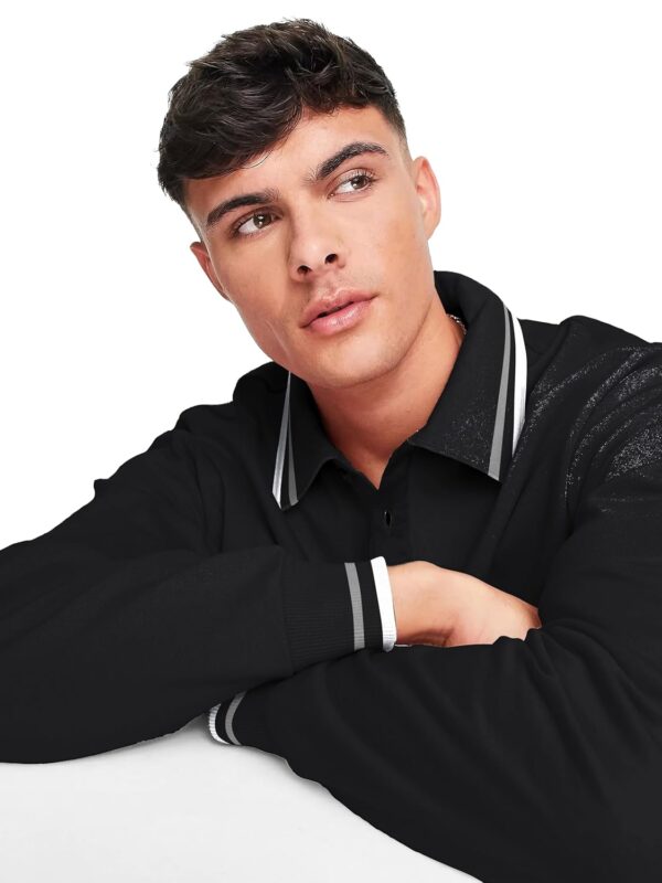 Jump Cuts || Mens || Printed || Polo Neck || Full Sleeve || Oversized Fit || Cotton Blend || Polo T-Shirt - Image 3
