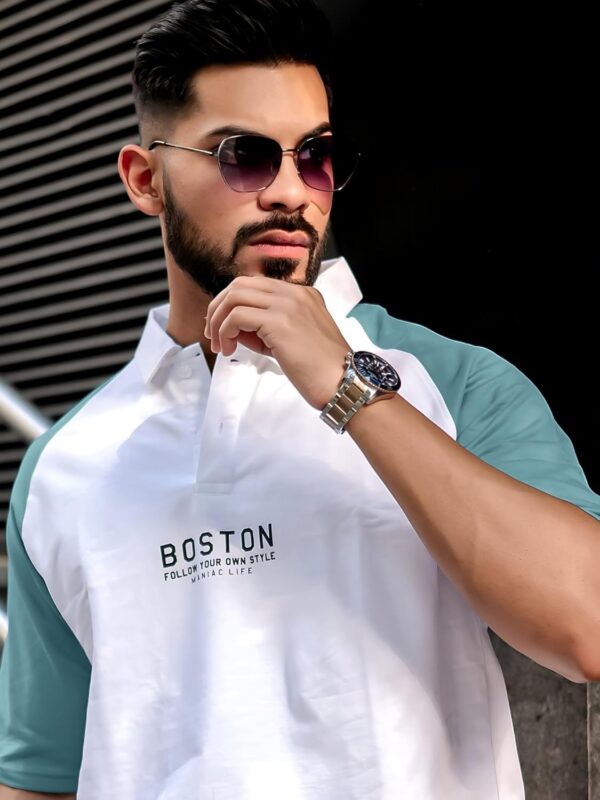 Maniac || Mens || Printed ||Raglan Polo Neck || 3/4th Sleeve || Cotton ||Oversized ||Polo T-Shirt - Image 2