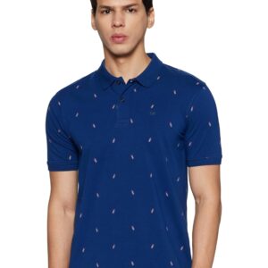 Peter England Men's Cotton Regular Fit Half Sleeve Printed Polo T-Shirt | Stretchable Lycra Comfort | Premium Single Jersey Fabric
