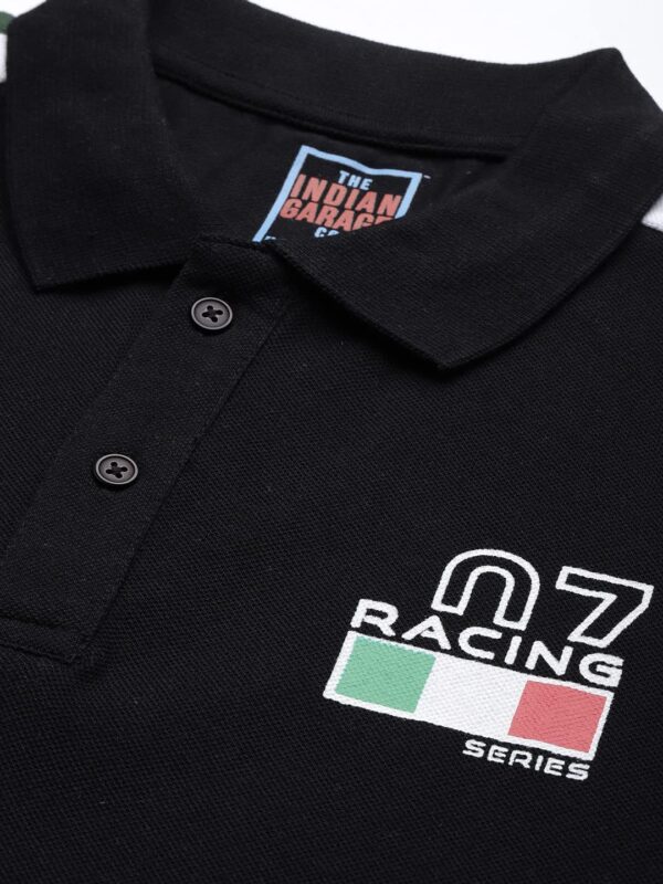 The Indian Garage Co Men Cotton Slim Fit Placement Print Polo Collar Tshirt - Image 2