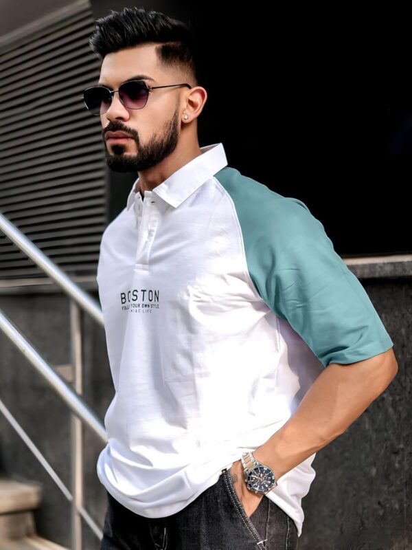 Maniac || Mens || Printed ||Raglan Polo Neck || 3/4th Sleeve || Cotton ||Oversized ||Polo T-Shirt - Image 3