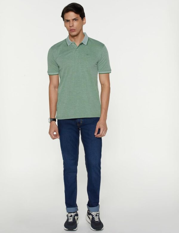 Peter England Men's Premium Branded Regular Fit Half Sleeve Polo T-Shirt | Cotton Rich | Birds Eye Interlock Weave| No Pocket - Image 6