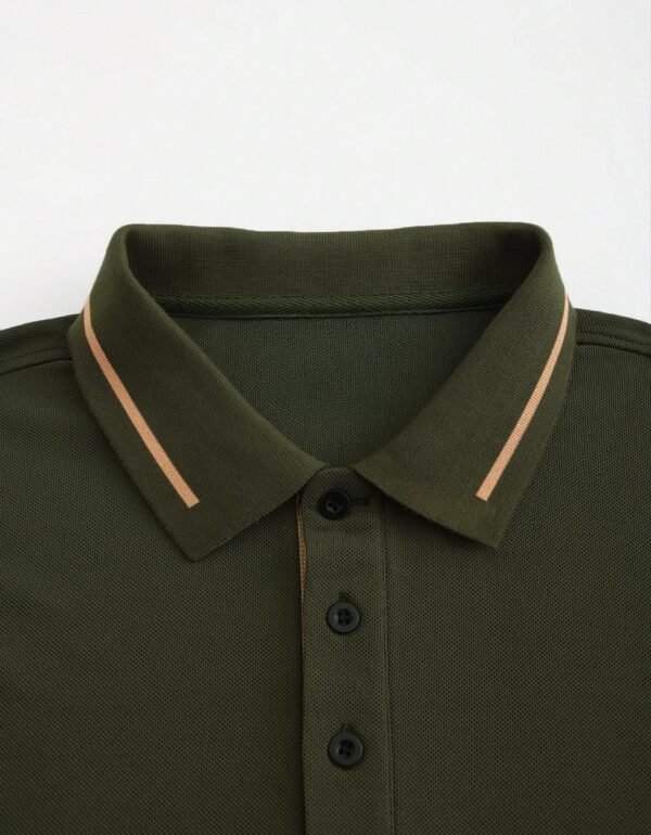Veirdo® Pure Cotton Half Sleeves Regular Fit Plain Solid Classic Polo Colored Collar T-Shirt for Men (Colors: Olive, Maroon, Navy, Black, Green & Orange) - Image 2