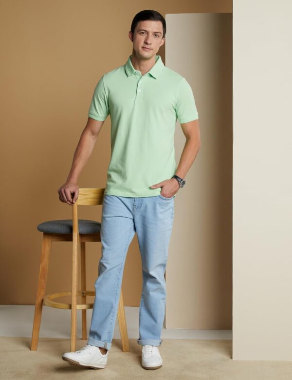 Symbol Premium Men's Cotton Stretch Solid Polo T-Shirt (Regular Fit | Pique Knit) - Image 3