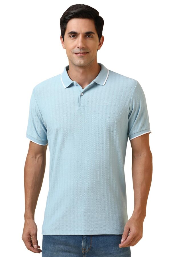 Allen Solly Men Polycotton Regular Fit Solid Textured Herringbone Polo
