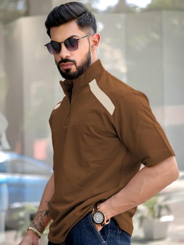 Maniac||High Neck Tshirt for Men||3/4th Sleeve||Half Zipper Regular Fit Tshirt for Men||Turtle Neck Tshirts for Men - Image 3