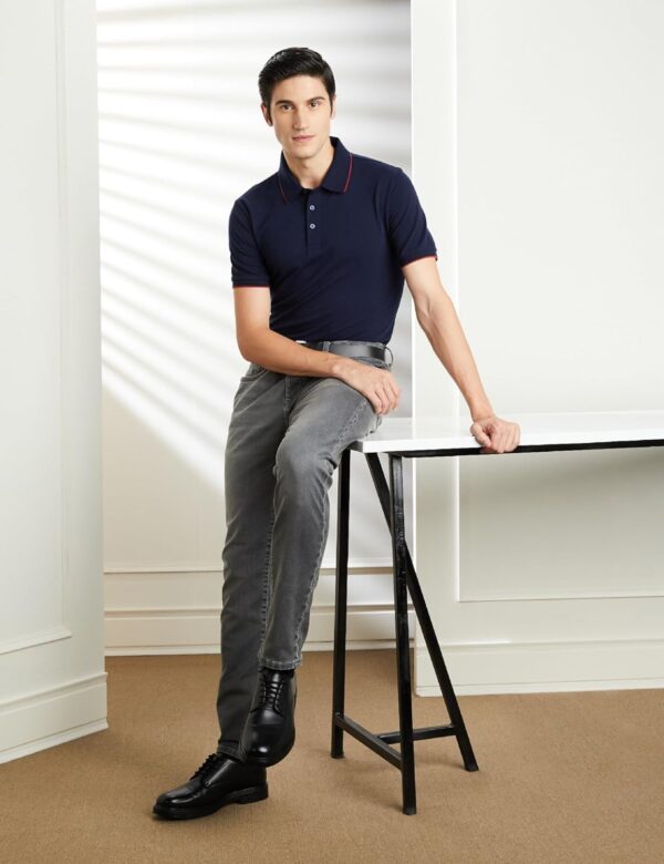 Symbol Premium Men's Cotton Stretch Solid Polo T-Shirt (Regular Fit | Pique Knit) - Image 3