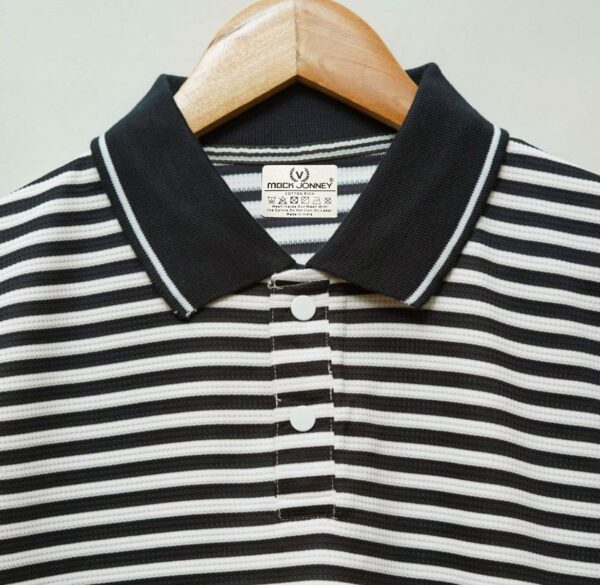 Mack Jonney Men's Striped Cotton Rich Collar Neck T Shirt | Collar Tshirts | Half Sleeves | Striped-Regular Fit-MM423-nw - Image 4