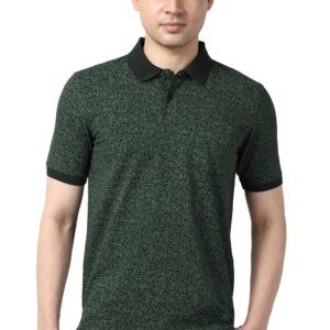 Peter England Men's Cotton Abstract Floral Print Polo Shirt – Casual Wear | Stylish & Breathable