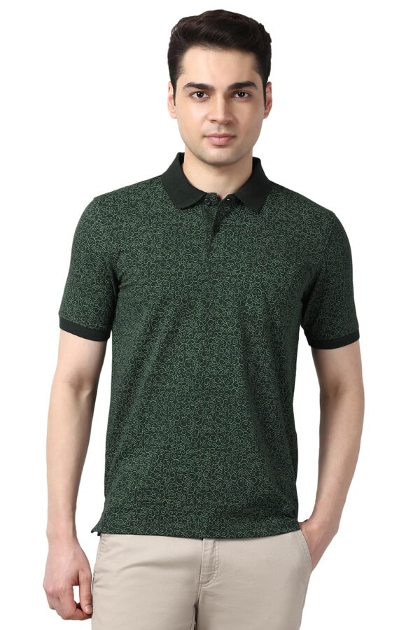 Peter England Men's Cotton Abstract Floral Print Polo Shirt – Casual Wear | Stylish & Breathable