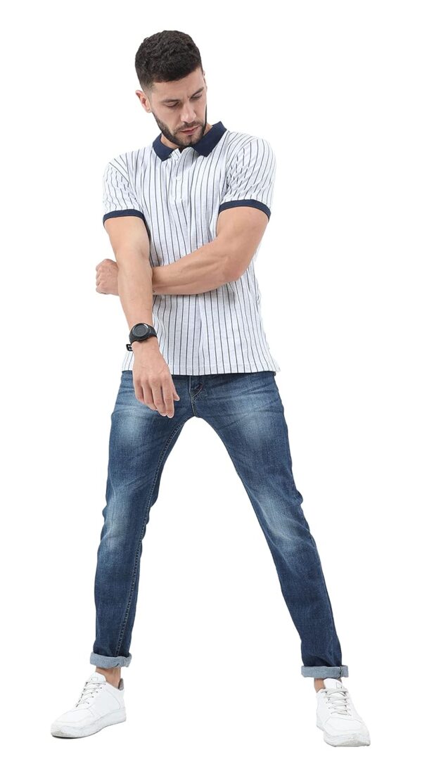 fanideaz Mens Half Sleeve Cotton Striped Branded Polo T-Shirt for Mens || Polo T Shirt for Men || Tshirt for Men Stylish - Image 2