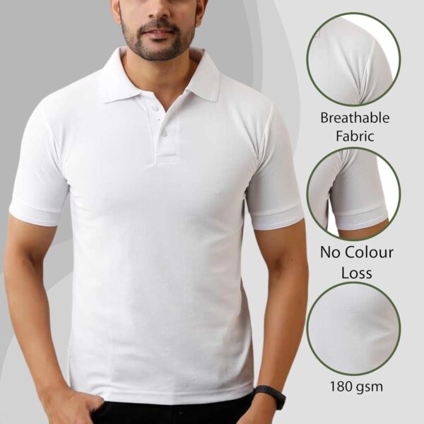 INKKR Men's Polo Neck Half Sleeve Solid T-Shirts - Image 4