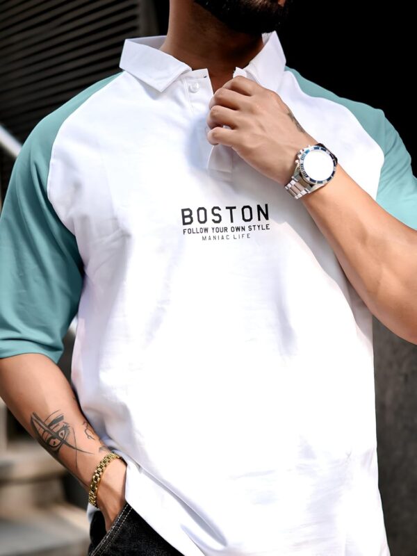 Maniac || Mens || Printed ||Raglan Polo Neck || 3/4th Sleeve || Cotton ||Oversized ||Polo T-Shirt - Image 5