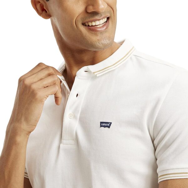 Levi's Men's Solid Slim Fit Polo T-Shirt White - Image 3