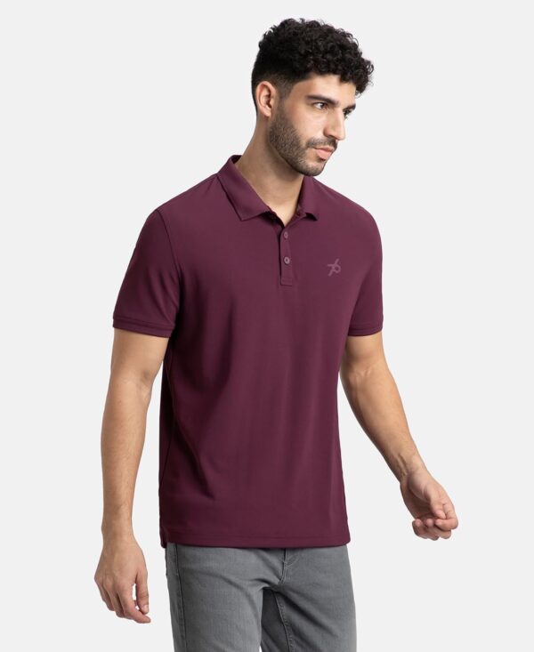 Jockey AM38 Men's Microfiber Polyester Regular Fit Solid Half Sleeve Polo T-Shirt with Stay Dry & Stay Fresh Technology - Image 2