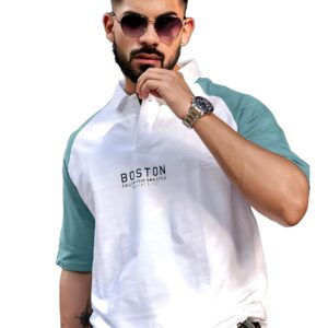 Maniac || Mens || Printed ||Raglan Polo Neck || 3/4th Sleeve || Cotton ||Oversized ||Polo T-Shirt