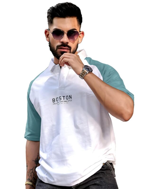 Maniac || Mens || Printed ||Raglan Polo Neck || 3/4th Sleeve || Cotton ||Oversized ||Polo T-Shirt