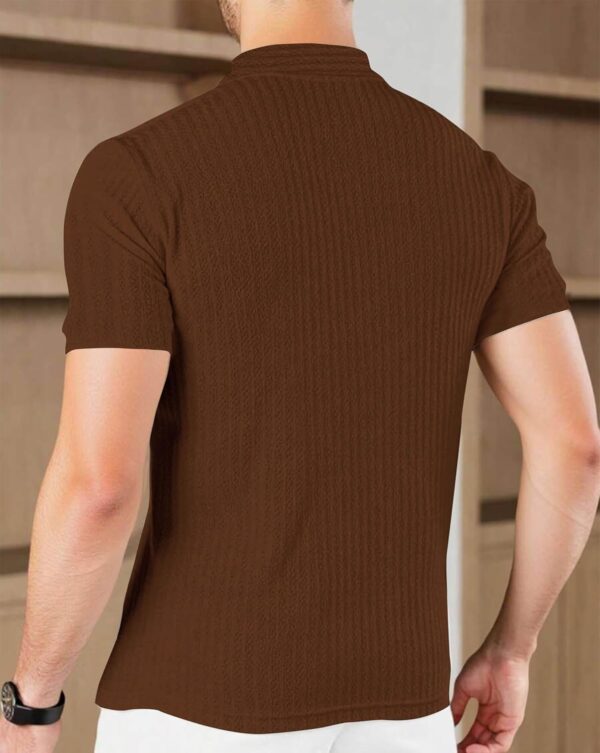 Polo T-Shirt for Men with Zipper Neck || Texture Fabric Polo Tshirt - Image 3
