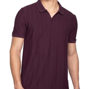 DAMENSCH Men's Statement Textured Regular Fit Polo T-Shirts | Premium Cotton, Herringbone Texture, Johnny Collar