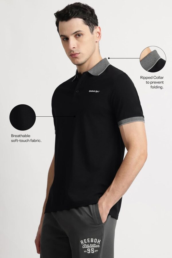 Reebok Men's Jacquard Collar Polo Shirt - Smart Casual Polo T-Shirt with Premium Detailing for Work & Weekends - Image 2