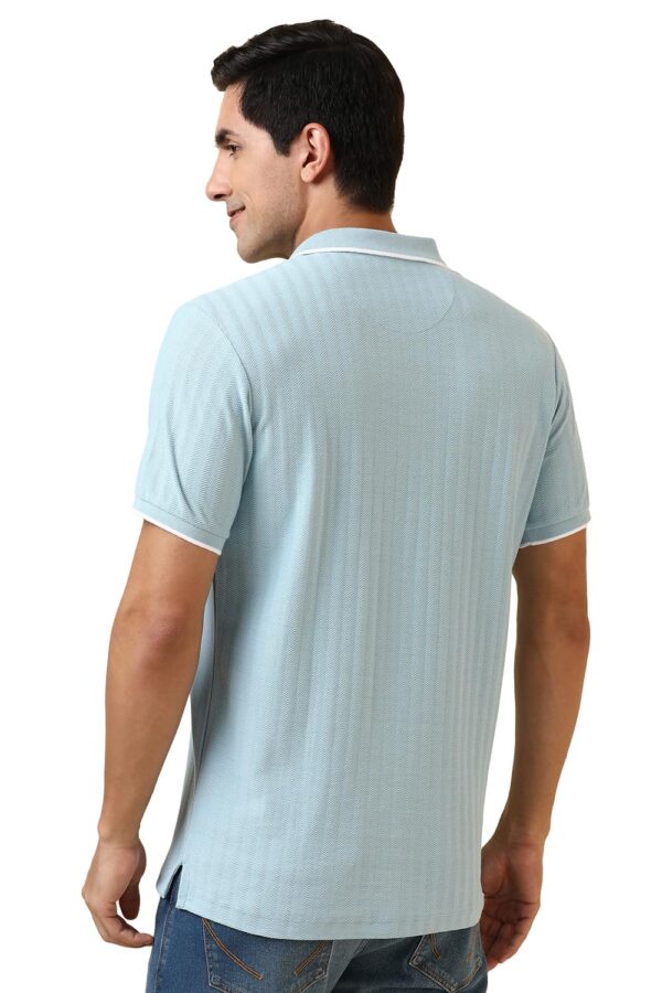 Allen Solly Men Polycotton Regular Fit Solid Textured Herringbone Polo - Image 3