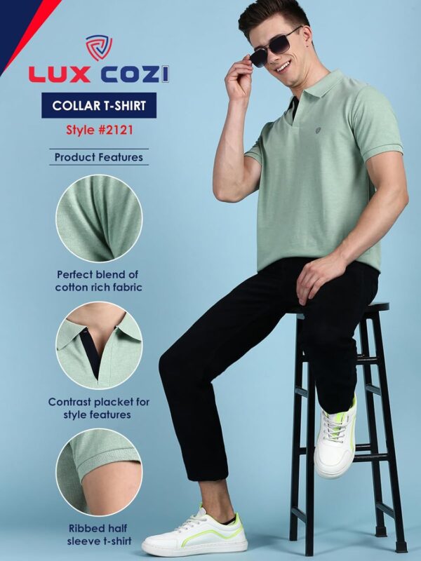Lux Cozi Men's Cotton Regular Fit Polo T-Shirt - Image 2