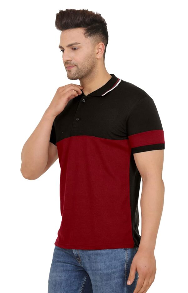 LEOTUDE Men's Regular Fit Half Sleeve Matty Polo T-Shirt (Color Multicolor) - Image 3