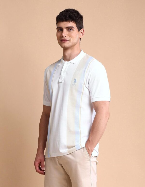U.S. POLO ASSN. Men Cotton Colourblocked Slim Fit Polo Shirt - Image 4