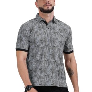 fanideaz Mens Half Sleeve Cotton Floral Printed Branded Polo T-Shirt for Mens Stylish Tshirt for Men Regular fit Half Sleeve Classic Collar Polo Tshirt