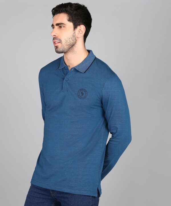 Alan Jones Clothing Men's Cotton Regular Fit Solid Full Sleeves Polo T-Shirt - Image 2