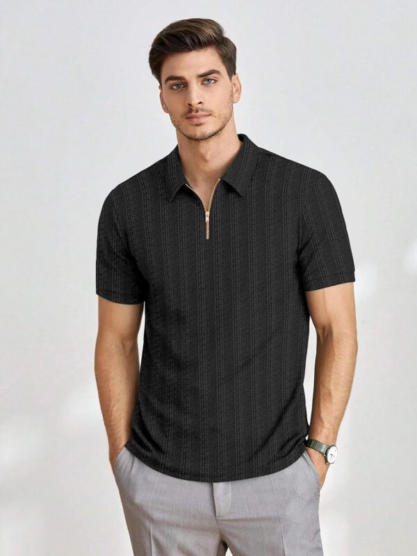 COMBRAIDED Men’s Polo Neck Textured Polycotton Short Sleeve T-Shirt – Casual Regular Fit for Daily Comfort & Style - Image 5