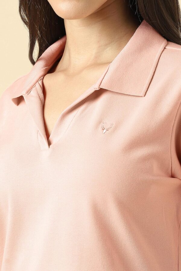 Allen Solly Women Cotton Classic Fit Solid Polo Without Button - Image 4