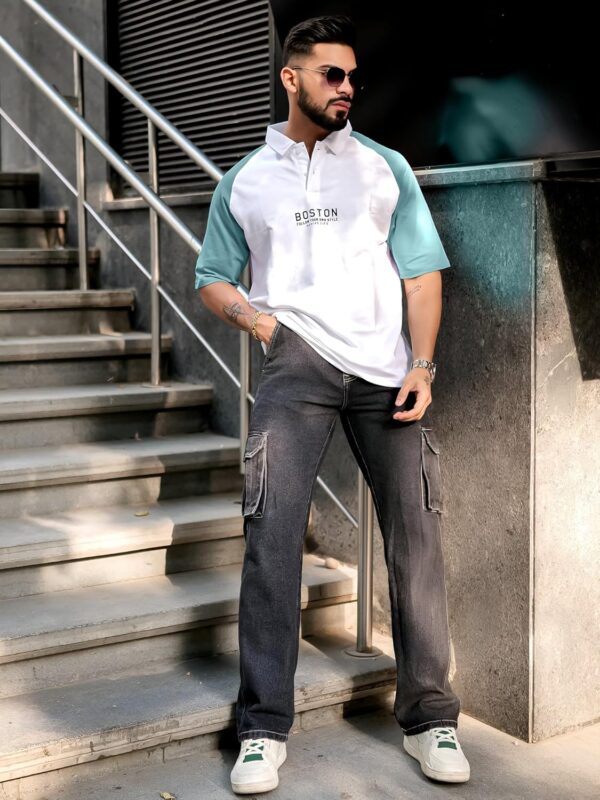 Maniac || Mens || Printed ||Raglan Polo Neck || 3/4th Sleeve || Cotton ||Oversized ||Polo T-Shirt - Image 6