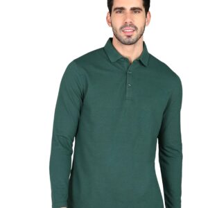 Alan Jones Clothing Men's Cotton Regular Fit Solid Full Sleeves Polo T-Shirt
