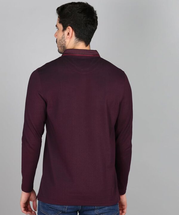 Alan Jones Clothing Men's Cotton Regular Fit Solid Full Sleeves Polo T-Shirt - Image 4