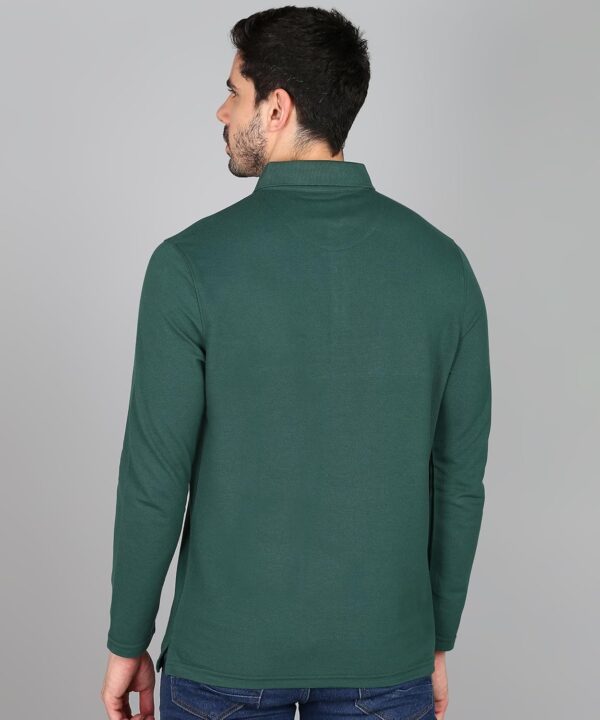 Alan Jones Clothing Men's Cotton Regular Fit Solid Full Sleeves Polo T-Shirt - Image 4