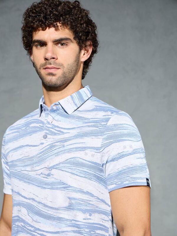 TECHNOSPORT Men's Polyester Slim Fit All Over Print Polo Neck Half Sleeve T-Shirt with Technocool+,SPF50+ and Quick Dry - Image 3