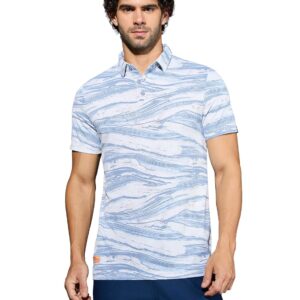 TECHNOSPORT Men's Polyester Slim Fit All Over Print Polo Neck Half Sleeve T-Shirt with Technocool+,SPF50+ and Quick Dry
