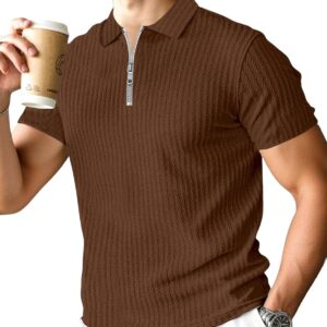 Polo T-Shirt for Men with Zipper Neck || Texture Fabric Polo Tshirt