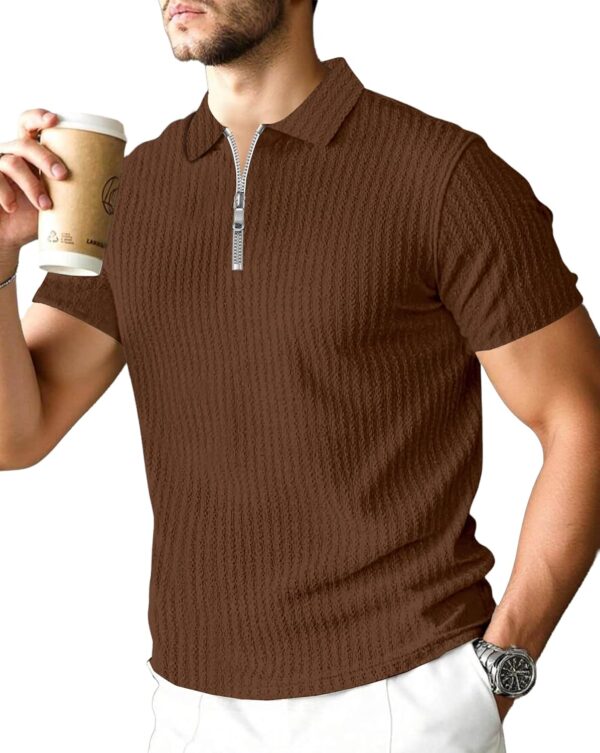 Polo T-Shirt for Men with Zipper Neck || Texture Fabric Polo Tshirt