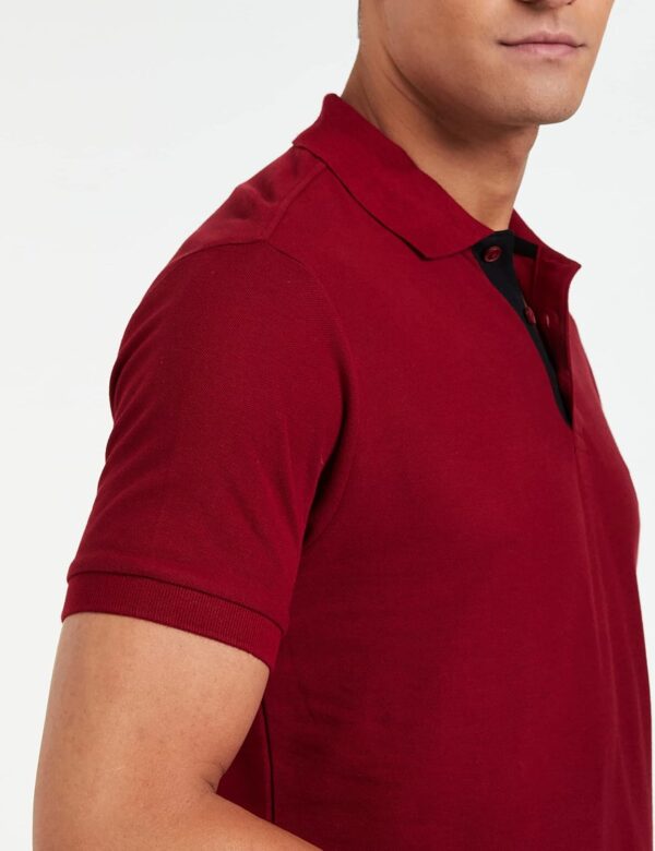 Van Heusen Men's Solid Regular Fit Polo (60032_Wine S) - Image 5