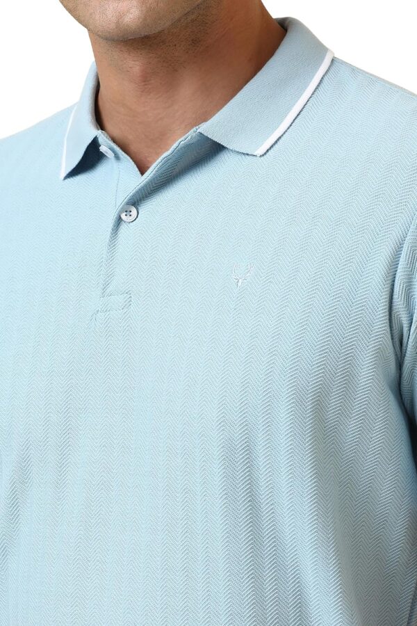 Allen Solly Men Polycotton Regular Fit Solid Textured Herringbone Polo - Image 4