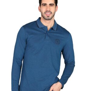 Alan Jones Clothing Men's Cotton Regular Fit Solid Full Sleeves Polo T-Shirt